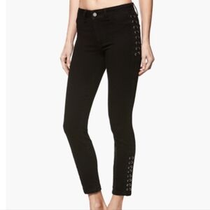 NWT Paige Jeans Womens 25 “Lacey” Black Ultra Skinny Faux-Pocket Lace Up
